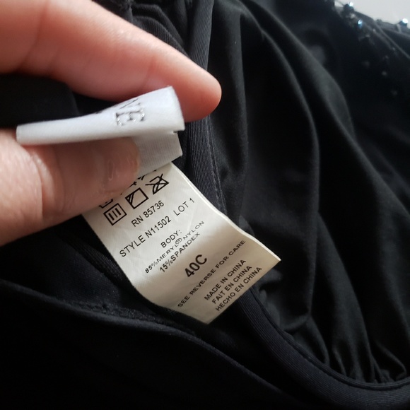 Roxanne Collection Black Beaded Bathing Suit 34C - Picture 3 of 8